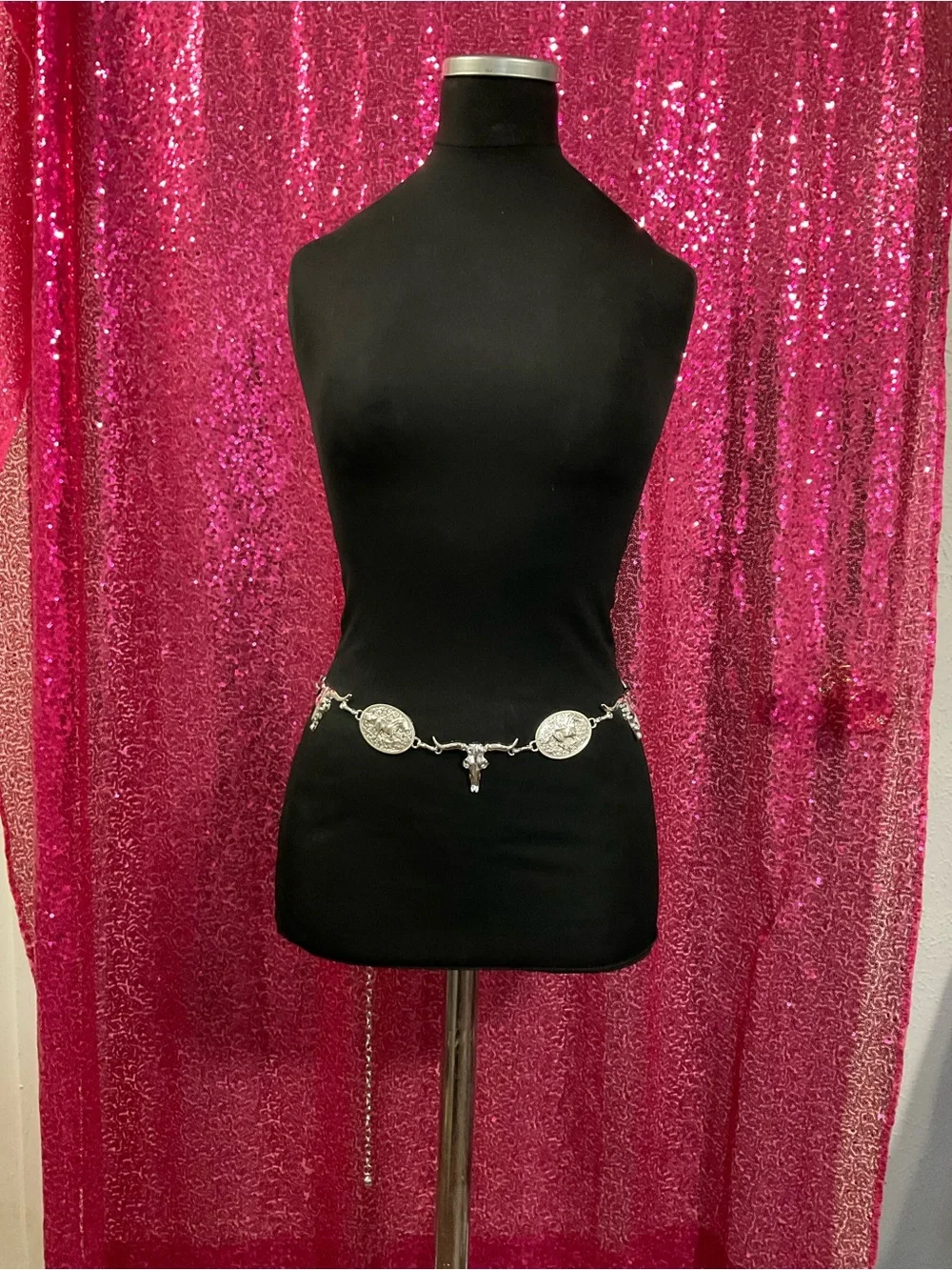 Silver Coin & Charm Chain Hip Belt - Women Accessories